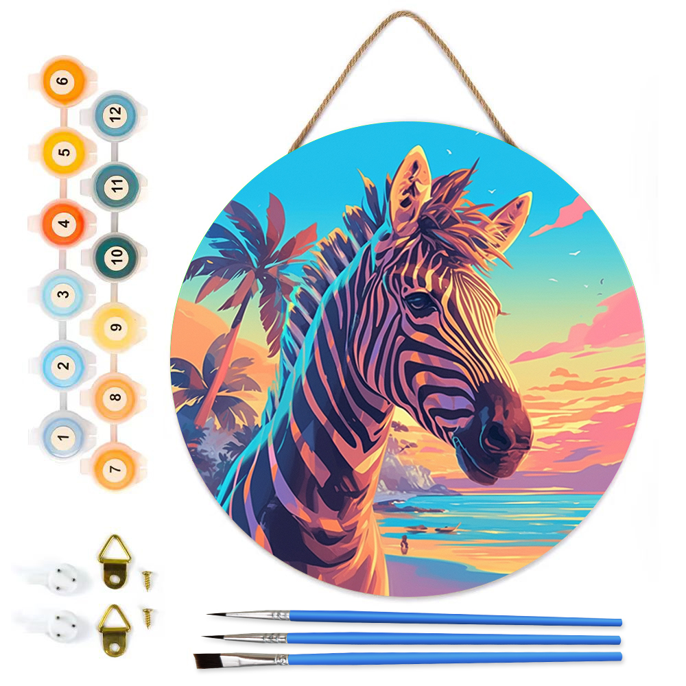 MBH16-Paint-by-Numbers-on-Wood-Slice-20cm-circular-zebra