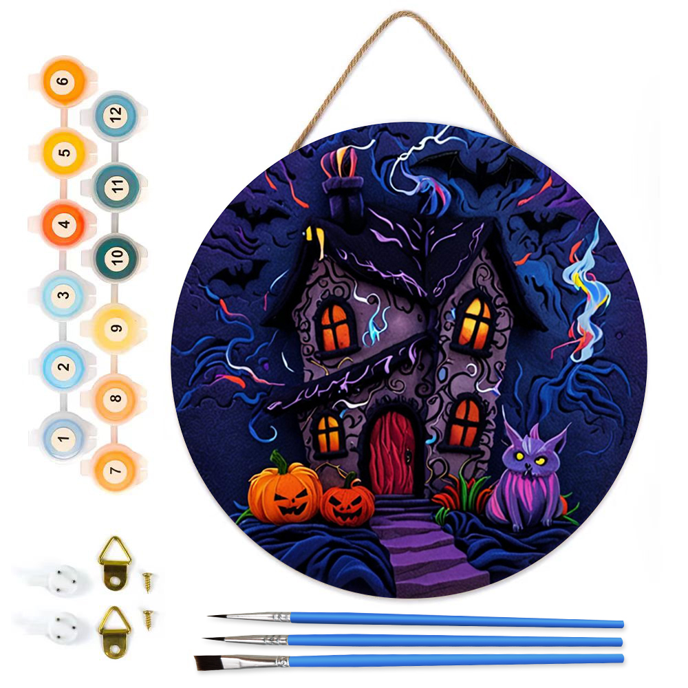 MBH48-Paint-by-Numbers-on-Wood-Slice-20cm-circular-Halloween-room