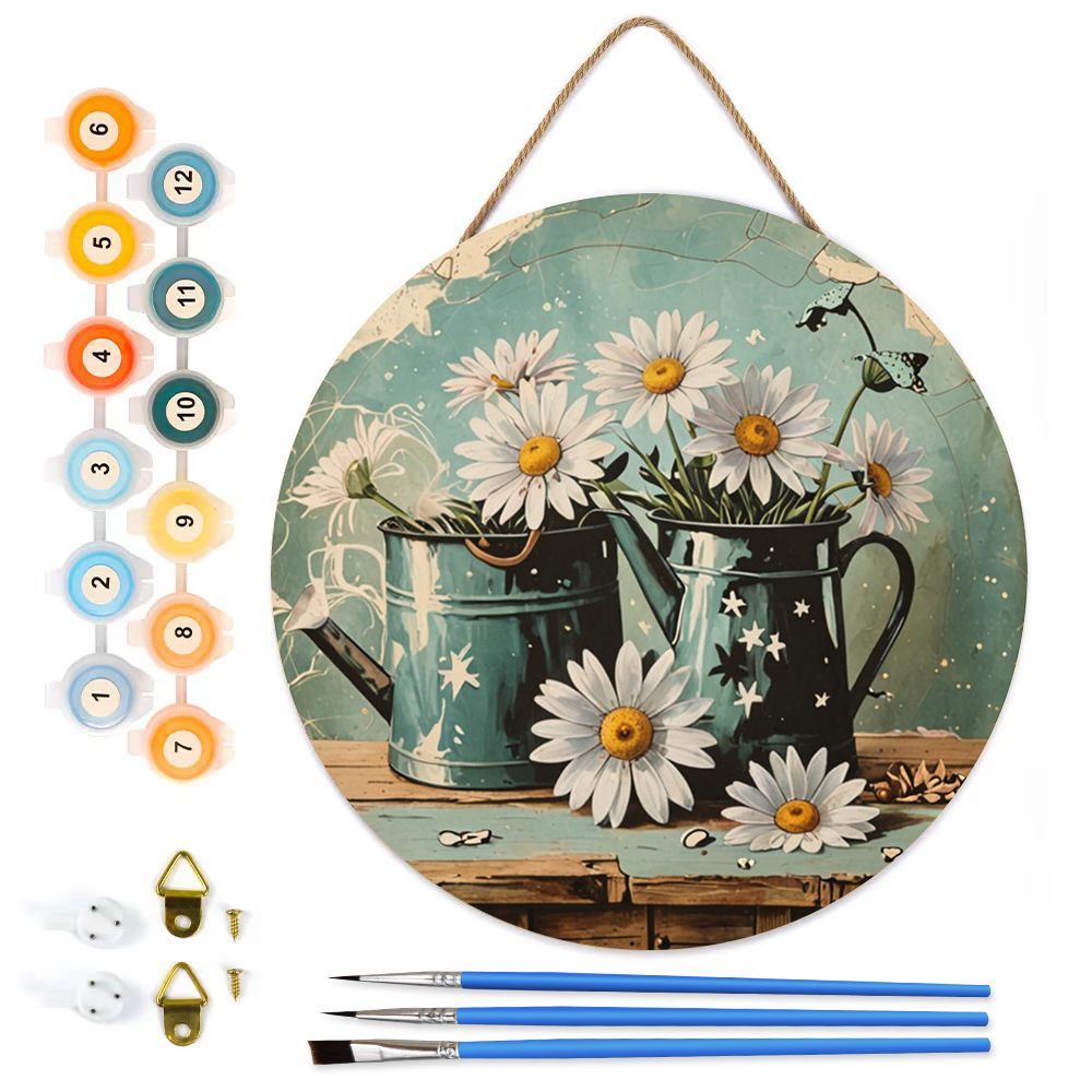 MBH49-Paint-by-Numbers-on-Wood-Slice-20cm-circular-sunflower