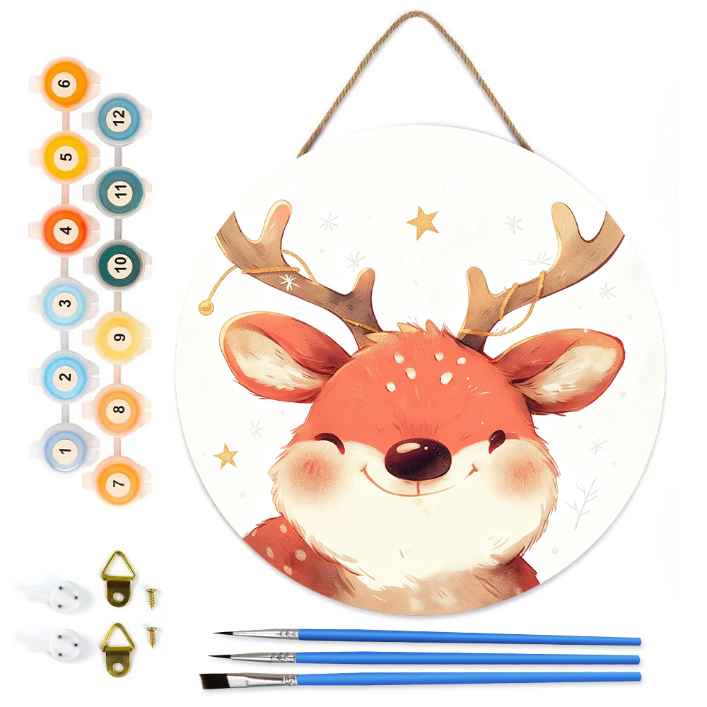 MBH5-Paint-by-Numbers-on-Wood-Slice-20cm-circular-Christmas-deer