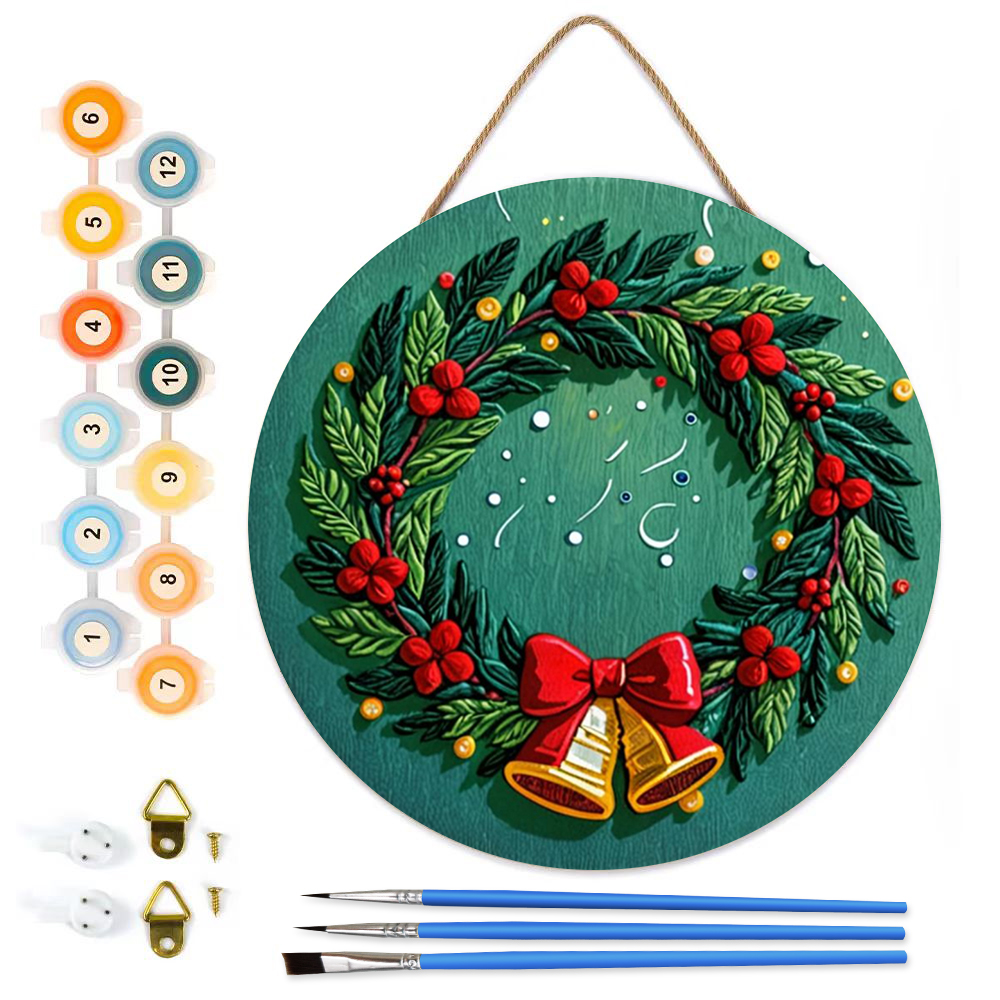 MBH54-Paint-by-Numbers-on-Wood-Slice-20cm-circular-Christmas-bell