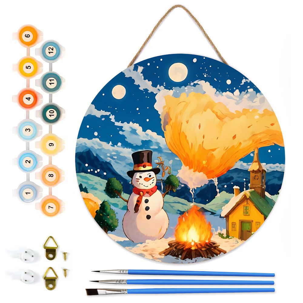 MBH59-Paint-by-Numbers-on-Wood-Slice-20cm-circular-snowman